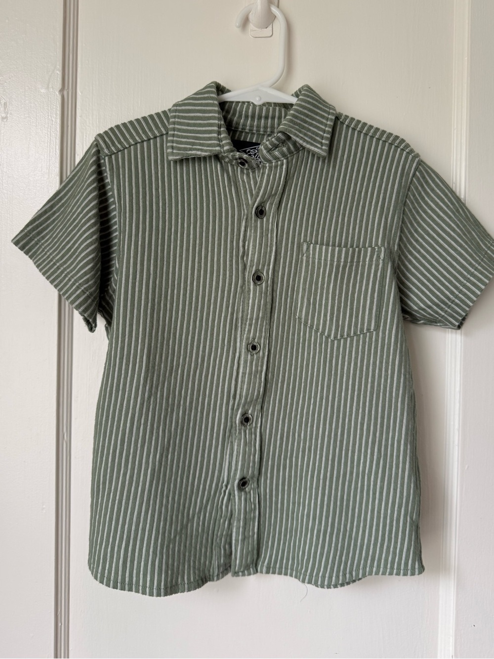 Eighty eight green striped button down shirt